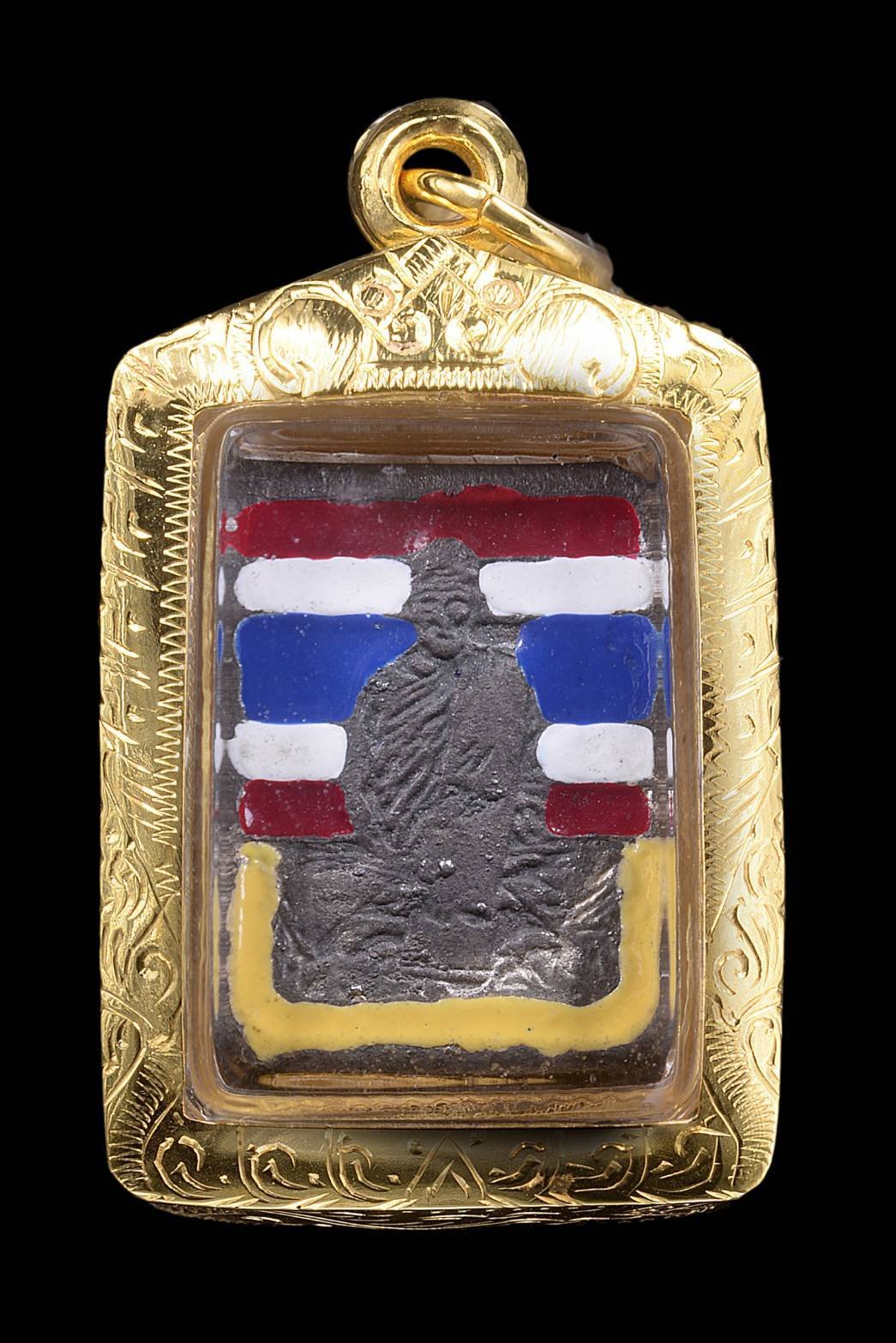 307222 หัวแหวนหลวงพ่อเดิม วัดหนองโพ เนื้อเงินลงยา ลายธงชาติ ปี 2482 จังหวัดนครสวรรค์