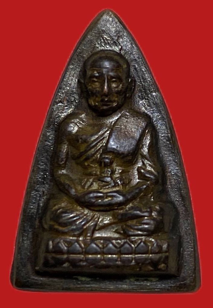 305395 หลวงปู่ทวด วัดช้างให้  กลีบบัว รุ่น รุน1  เนื้อทองเหลืองรมดำ  ปี2507 จ.ปัตตานี