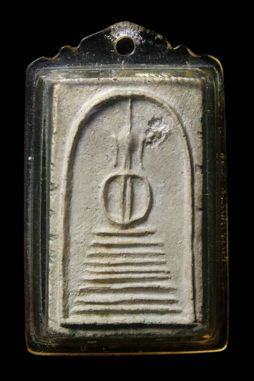  298486 พระพิมพ์สมเด็จหลวงปู่ภู พิมพ์แปดชั้น แขนกลม ประมาณ ปี 2463 - 2476 เนื้อผง (มีซ่อม) วัดอินทรวิหาร จ.กรุงเทพฯ