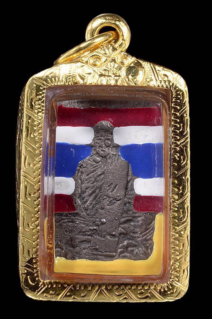 306389 หัวแหวนหลวงพ่อเดิม วัดหนองโพ ปี 2482  เนื้อเงินลงยา ลายธงชาติ จังหวัดนครสวรรค์