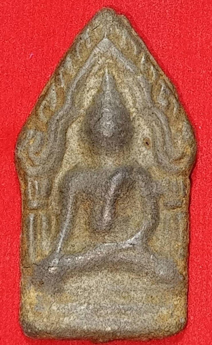 306536 พระขุนแผนหลังกุมารทอง  หลวงพ่อกวย ปี2490-2500  เนื้อชินเขียว วัดโฆสิตาราม จ.ชัยนาท