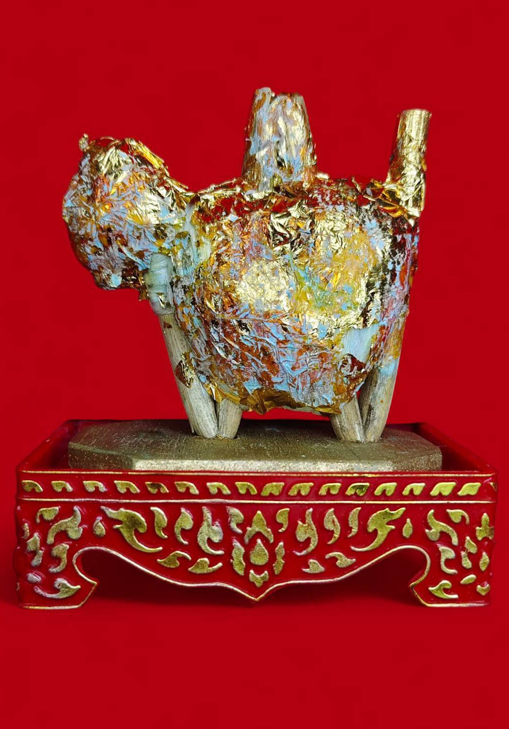 306543 พ.พานหลวงพ่อกวย  เนื้อไม้พันด้ายสายสิญจน์  พ.ศ. 2513-2515  (ขนาดบูชา) วัดโฆสิตาราม  (บ้านแค) จ.ชัยนาท 