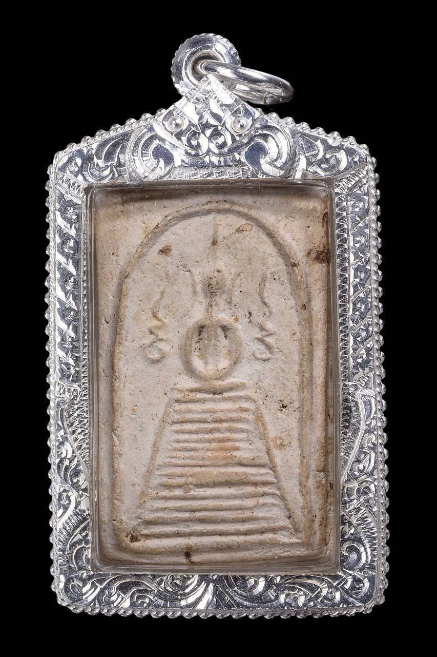 306787 พระพิมพ์สมเด็จหลวงปู่ภู  รุ่นแซยิด พิมพ์แขนกลม  เนื้อผง วัดอินทรวิหาร  ปี 2470 จ.กรุงเทพฯ