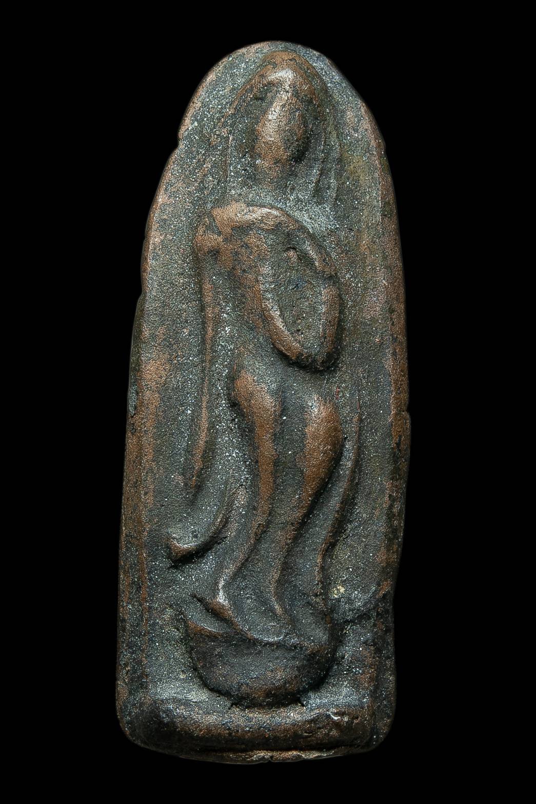 306822 พระลีลา เนื้อดิน  พิมพ์เล็ก ยุคต้น หลวงพ่อกวย  วัดโฆสิตาราม  ปี 2500 จ.ชัยนาท