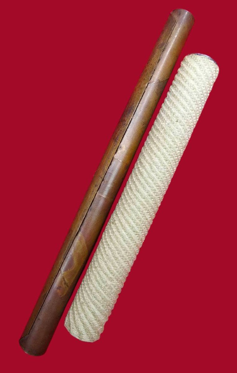 306933 ตะกรุดวิรุณจำบัง และตะกรุดหนุนดวง (นิยม) เนื้อทองเหลือง ทองแดงและตะกั่ว  สร้างปี 2515-2521 หลวงพ่อกวย วัดโฆสิตาราม (บ้านแค) จ.ชัยนาท 