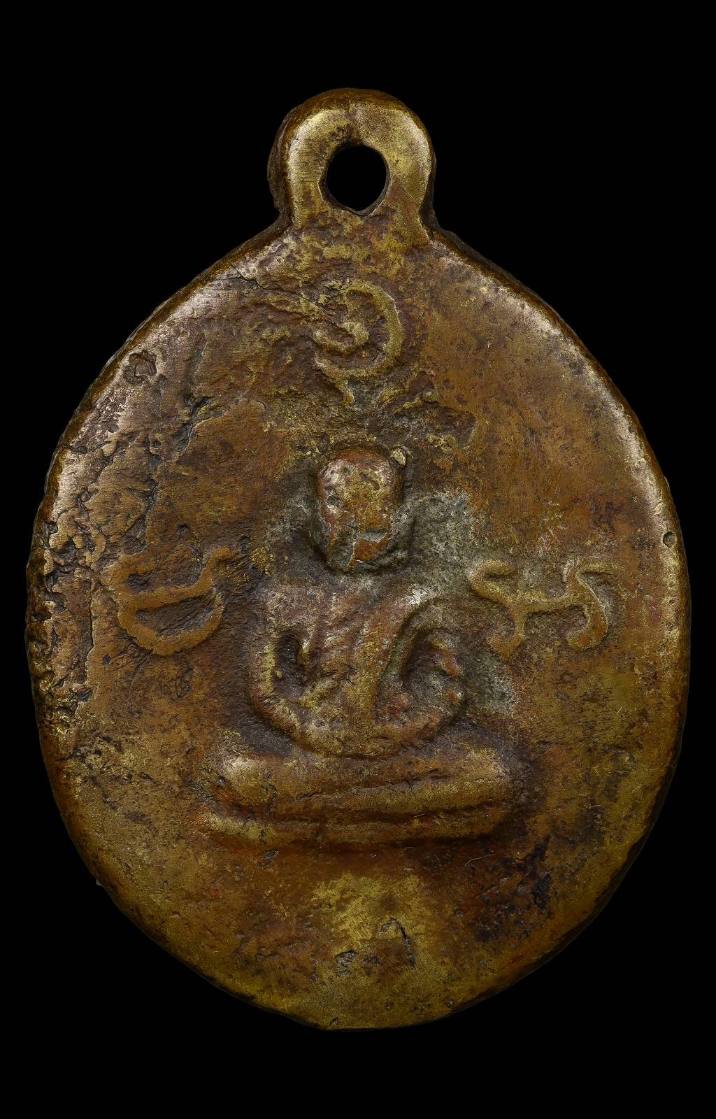 307021 เหรียญหล่อโบราณ  หลวงพ่อเงิน วัดบางคลาน  พิมพ์ใบพุทรา ปี 2456  จังหวัดพิจิตร