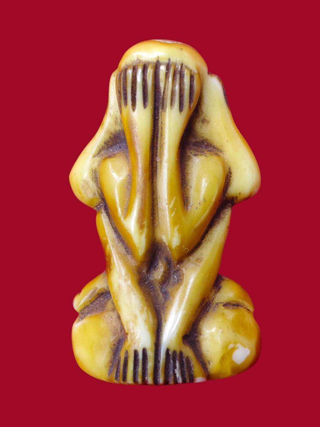 307097 พระปิดตางาแกะ หลวงพ่อเดิม  เนื้องาช้าง (ฝังตะกรุด) พุทธศักราช 2470-2494  วัดหนองโพธิ์ จ.นครสวรรค์ 