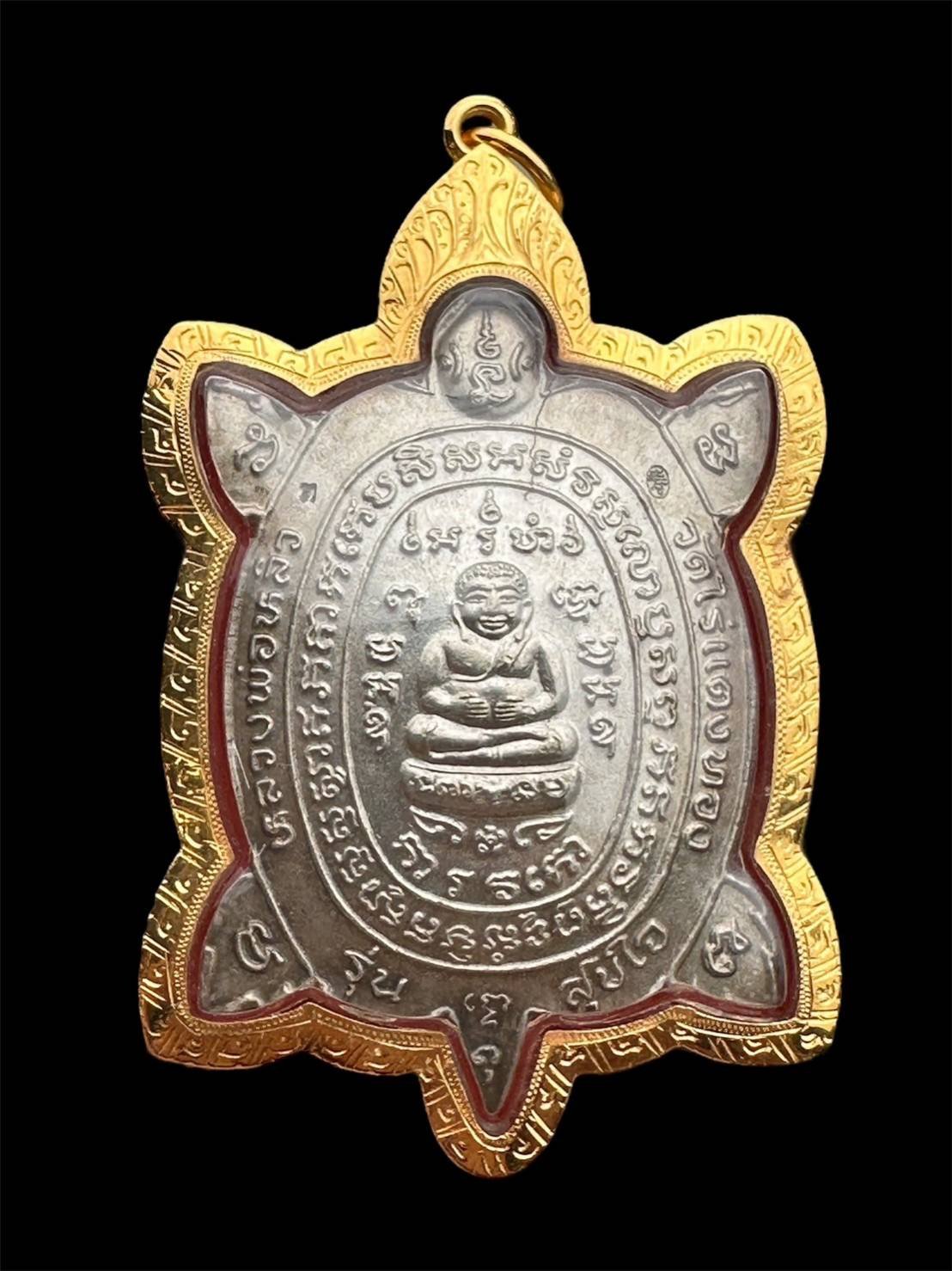 302566 เต่าหลวงพ่อหลิว วัดไร่แตงทอง เนื้อเงิน รุ่น สุขใจ ปี 2538   บล็อคบอลเต็มใบ จ.นครปฐม  