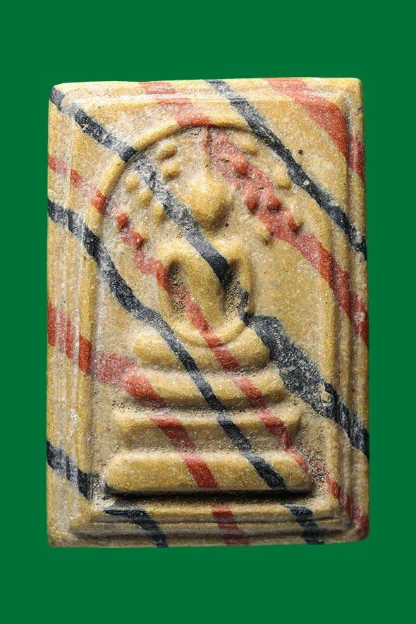 299684 สมเด็จสายรุ้ง เนื้อน้ำมัน ปรกโพธิ์กรอบกระจก ล.พ.กวย. วัดโฆสิตาราม  ปี2509-2515. จ.ชัยนาท