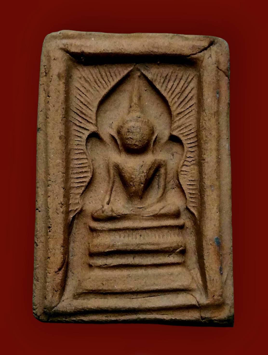 299743 พระสมเด็จแหวกม่าน  พิมพ์อกใหญ่มารวิชัย  ข้างเรียบ หลวงพ่อกวย  วัดโฆสิตาราม จ.ชัยนาท  ปี2513-2518  เนื้อดิน