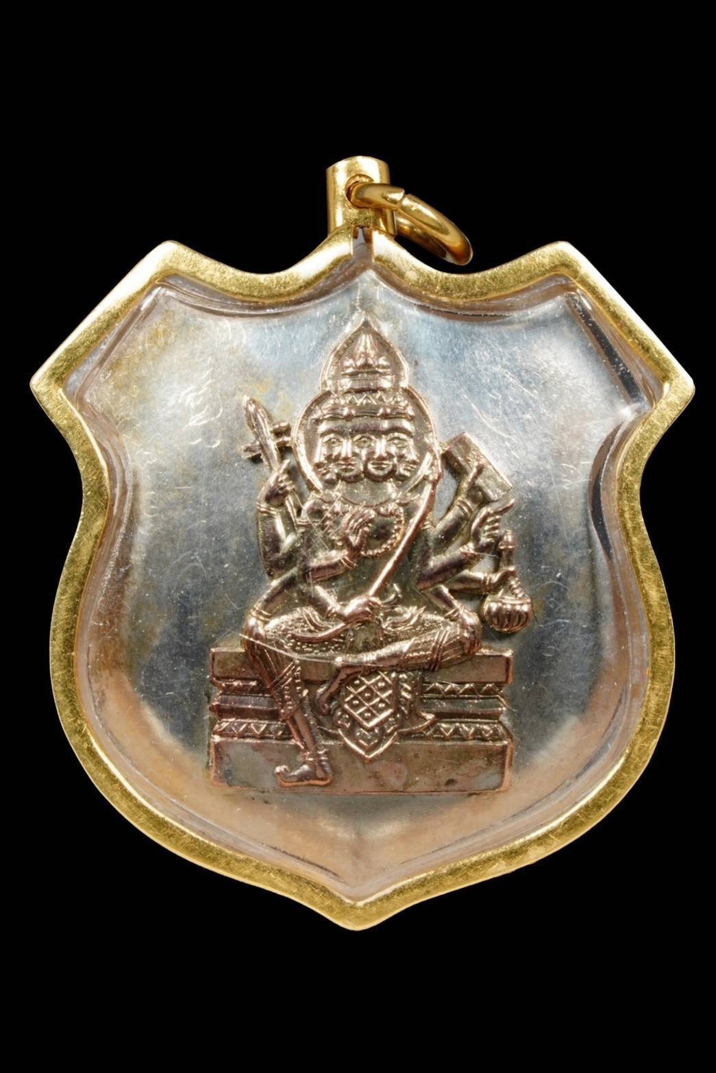 299805 เหรียญพระพรหมสี่หน้า  อาจารย์เฮงไพรวัลย์  พิมพ์อาร์ม (แบบโลห์)  ปี พ.ศ.2472 จ.อยุธยา เนื้อเงินยกหน้านาค 