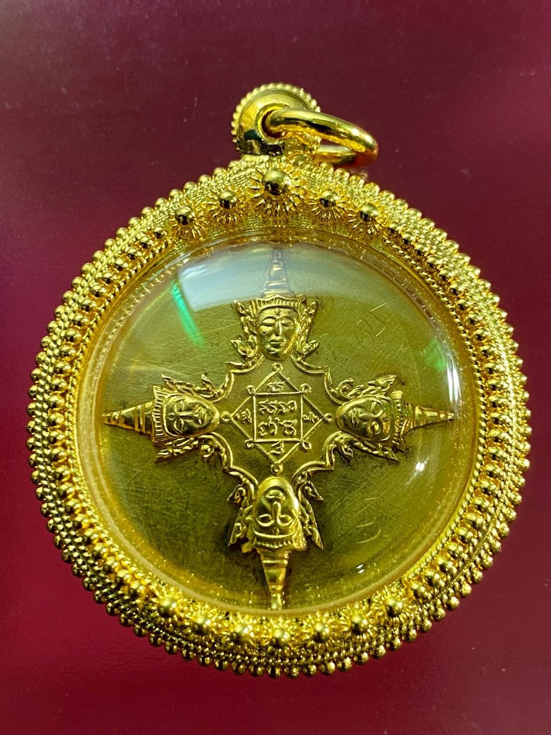 299928 เหรียญกลมพรหมสี่หน้า  อาจารย์เฮงไพรวัลย์  ราว พ.ศ. 2476-2502 เนื้อทองคำ หน้ากากทองคำ  จังหวัดพระนครศรีอยุธยา 