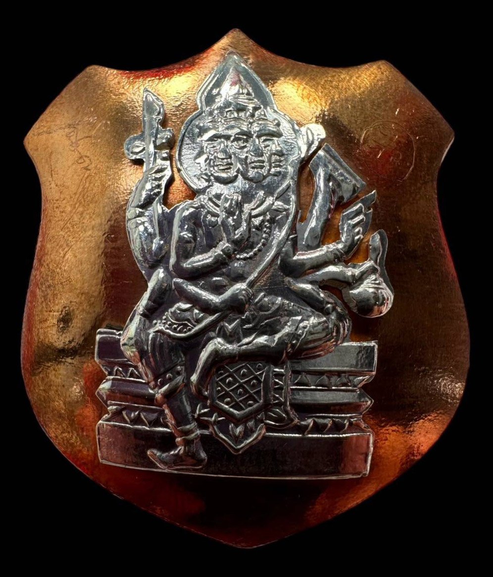 300257 เหรียญพระพรหมโล่ห์ใหญ่ หลวงปู่สีห์ วัดสะแก เนื้อนาคหน้าเงิน ปี 2519 จังหวัดอยุธยา