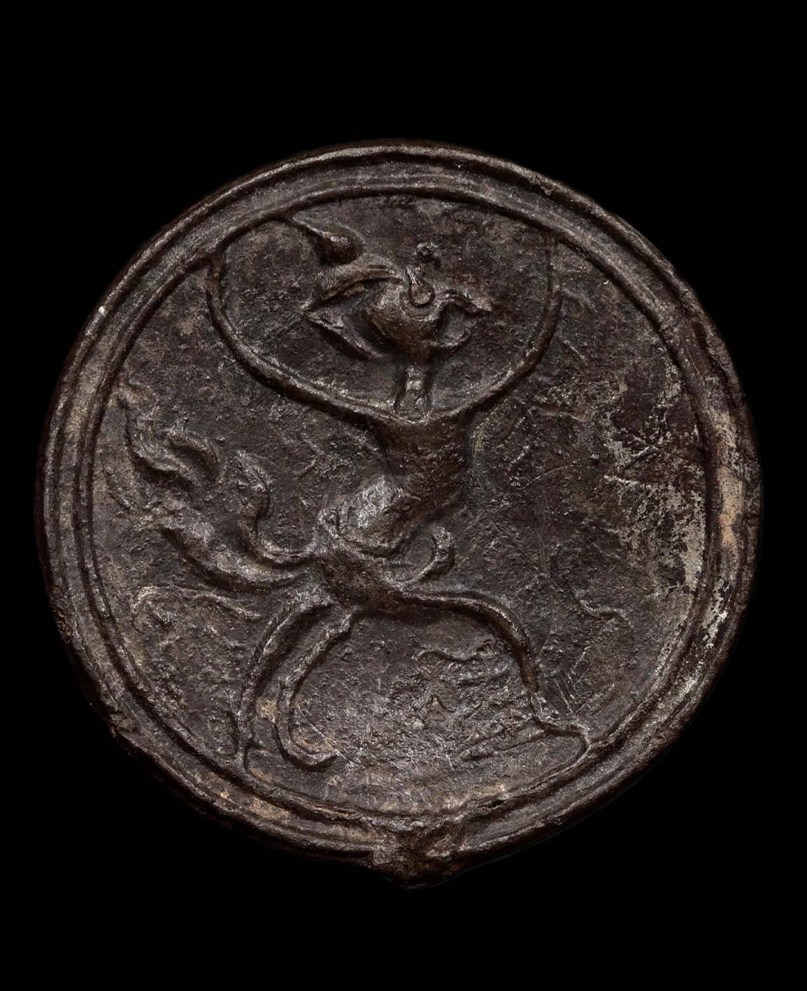 300200 เหรียญพิฆาตไพรี รุ่นสร้างสมัยราชกาลที่ 2 เนื้อตะกั่วผสมดีบุก ปี 2364 จ.นครศรีธรรมราช