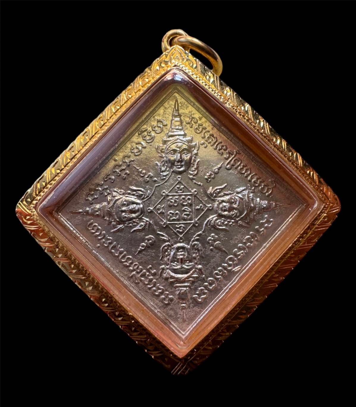 300469 เหรียญพระพรหมสี่หน้า หลวงปู่สีห์ วัดสะแก ปี 19 พิมพ์ข้าวหลามตัด เนื้อเงิน จังหวัดอยุธยา 