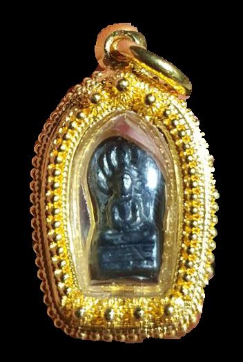 300616 พระนาคปรกใบมะขาม หลวงปู๋ใจ พิมพ์เล็ก เนื้อเมฆพัด ปี 2470 วัดเสด็จ จ.สมุทรสงคราม