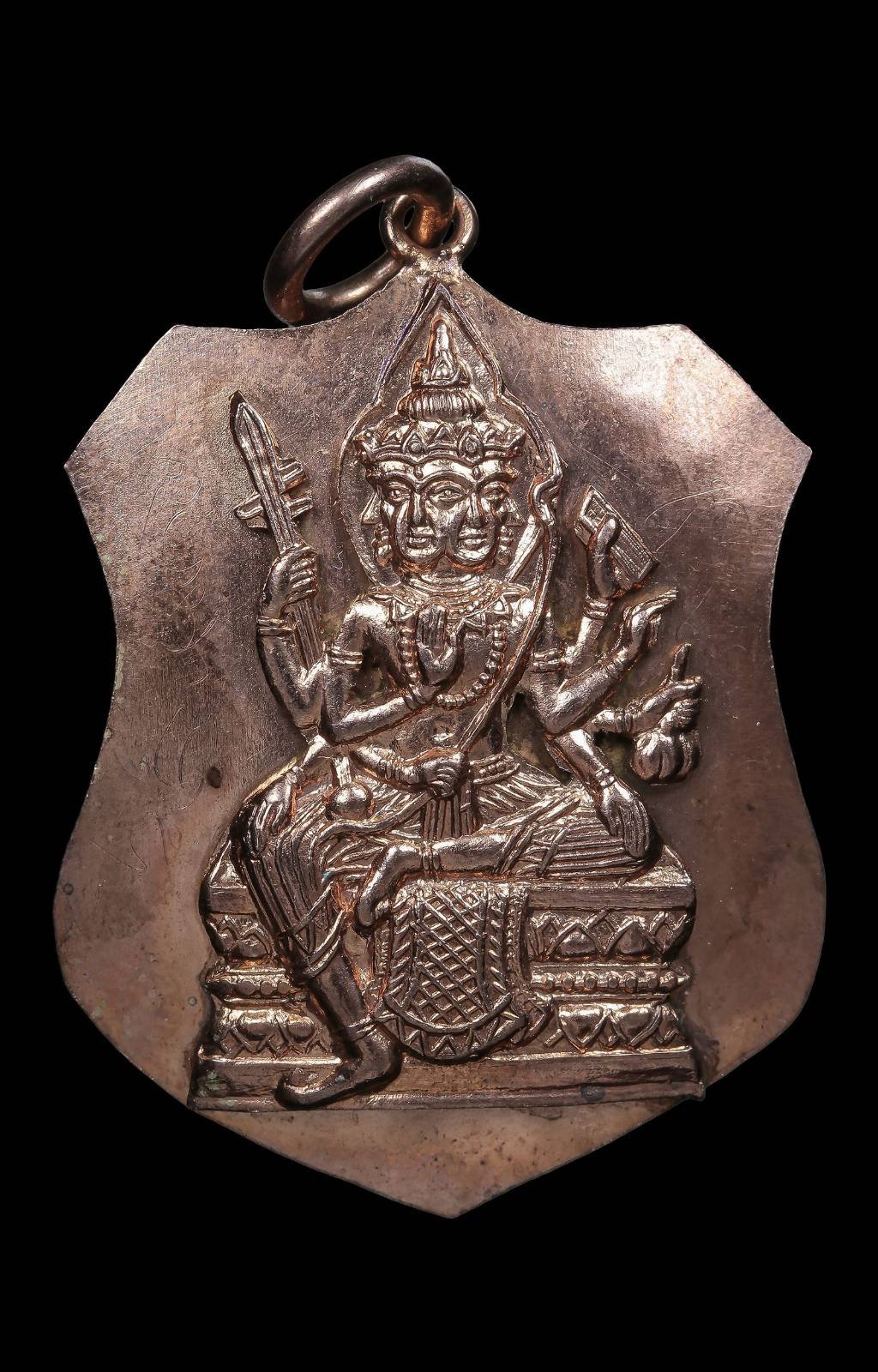 300808 เหรียญโล่ห์รัศมีพรหม  อาจารย์เฮงไพรวัลย์  เนื้อนาค ยกหน้านาค  ปีพ.ศ 2476-2502  จังหวัดพระนครศรีอยุธยา