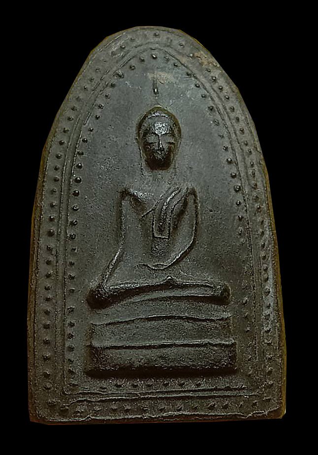 300818 พระสรรค์นั่งข้างเม็ด ปี2500 เนื้อดินผสมผงใบลาน หลวงพ่อกวย วัดโฆสิตาราม จังหวัดชัยนาท