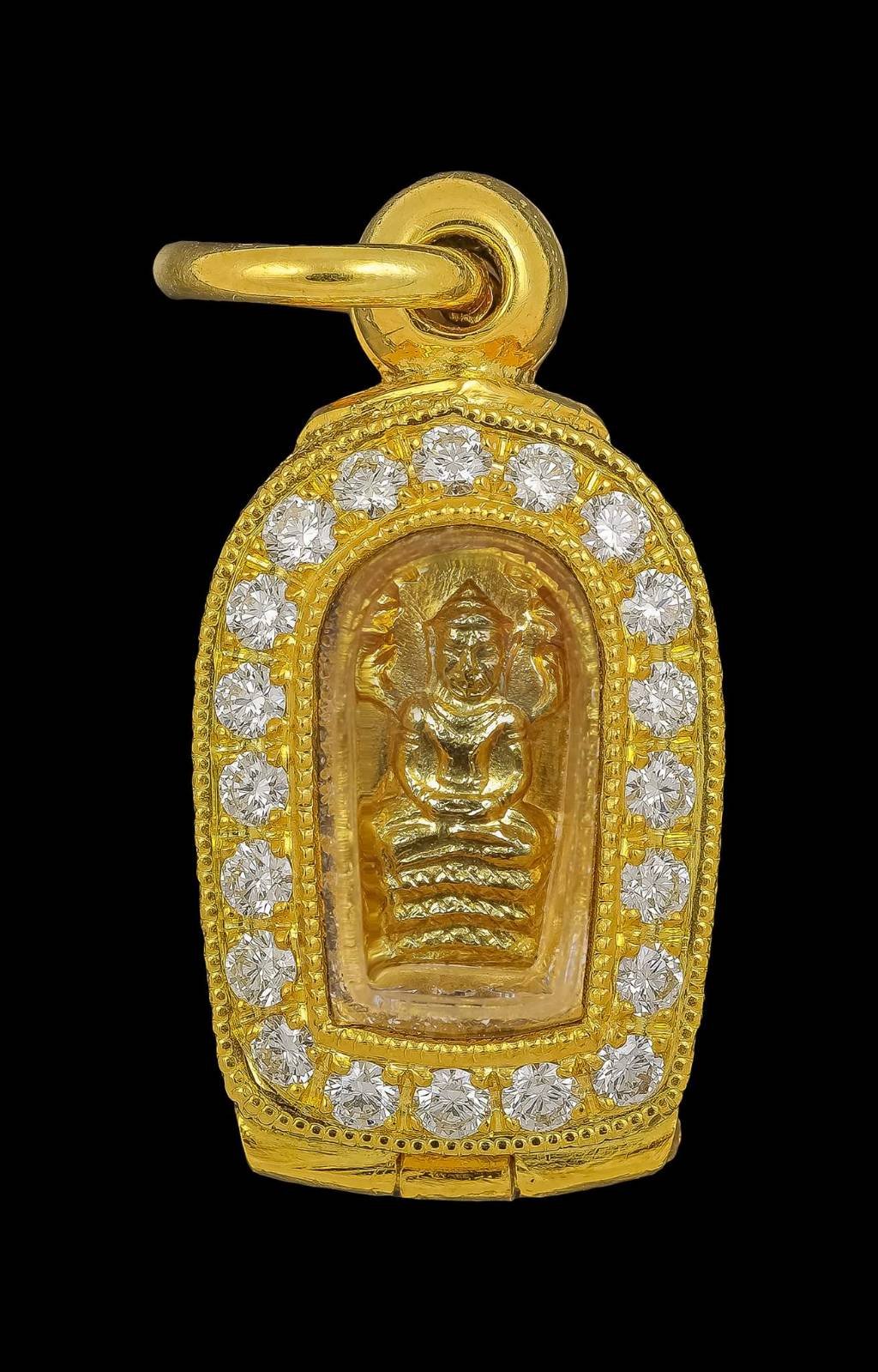 302145 พระปรกใบมะขาม หลวงปู่ทิม วัดละหารไร่  เนื้อทองคำ ปี 2517  จังหวัดระยอง