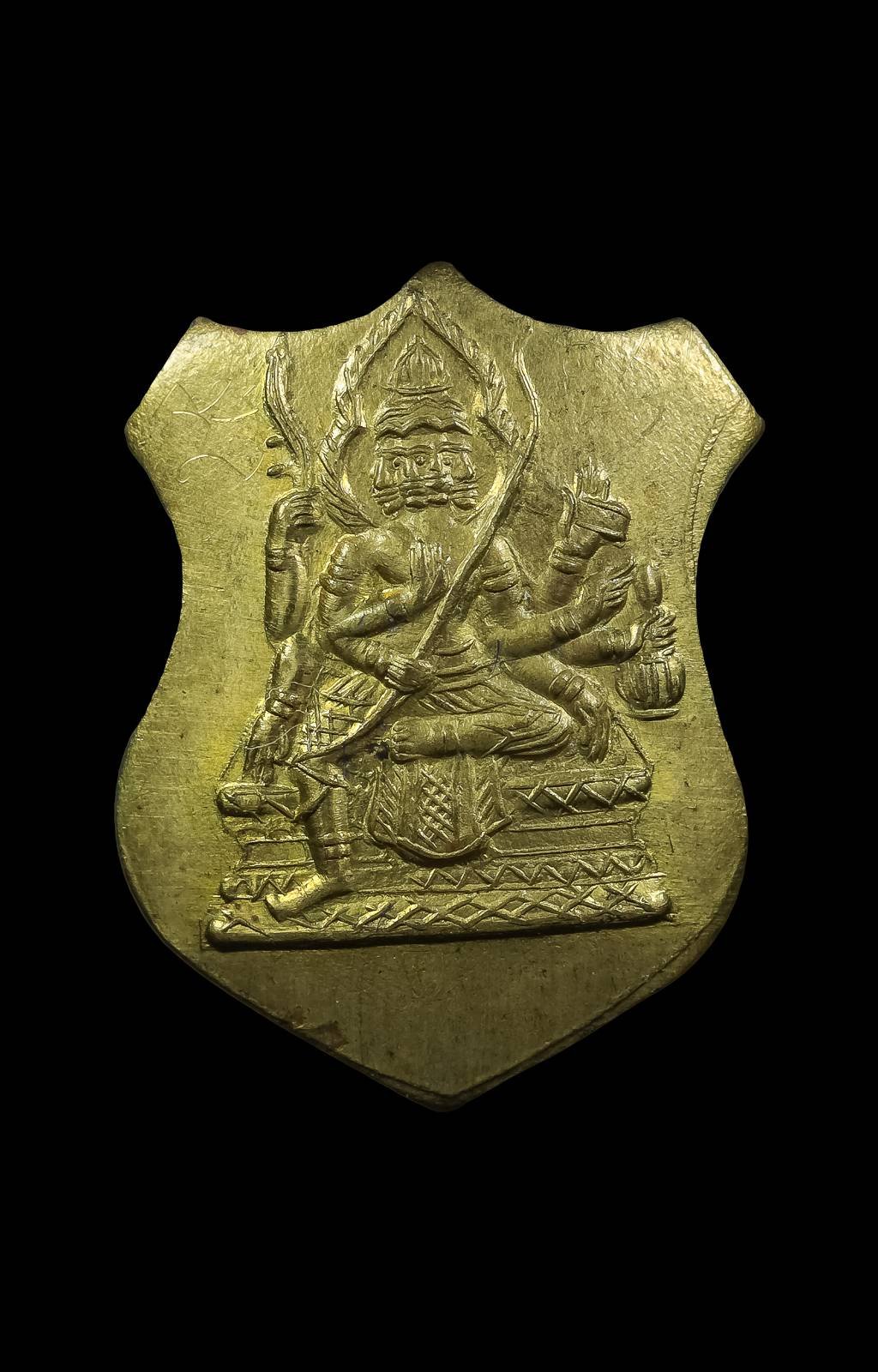 302821 เหรียญท้าวสหบดีพรหม พิมพ์โล่ห์เล็ก หลวงปู่สีห์ วัดสะแก ปี 2519 เนื้อฝาบาตร จ.อยุธยา