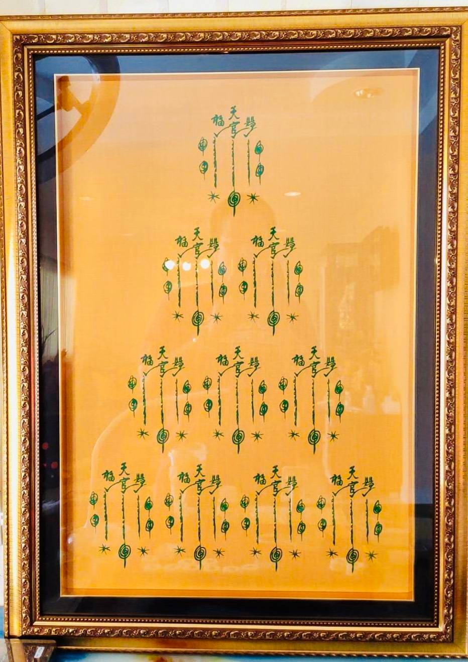 297243 ผ้ายันต์ฟ้าประทานพร เซียนแปะโรงสี ปี2519  บล็อคเทียนแหว่ง  จังหวัดปทุมธานี