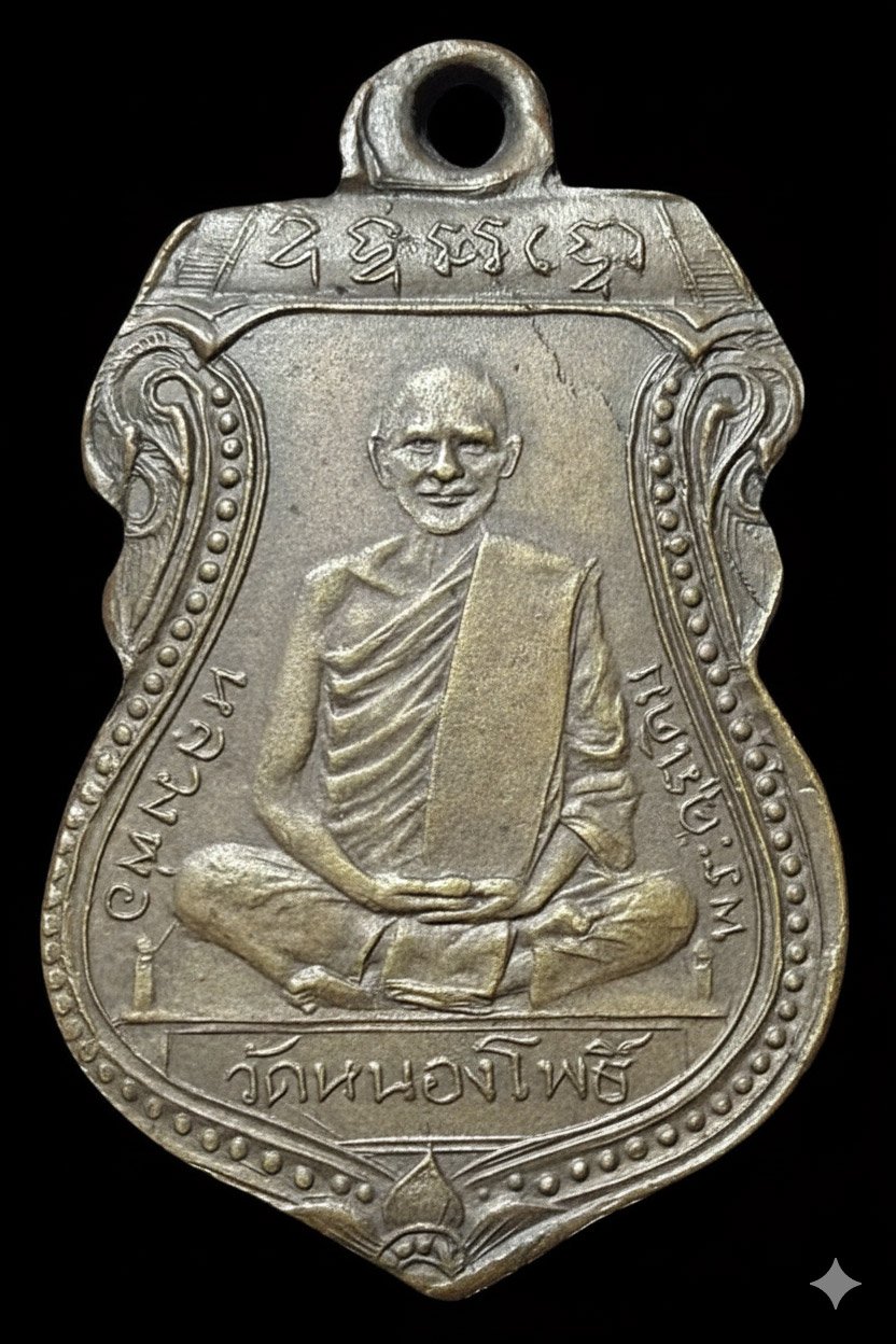 306920 เหรียญเสมาหลวงพ่อเดิม รุ่นแรก เนื้อทองแดง พ.ศ. 2470 วัดหนองโพ จ.นครสวรรค์