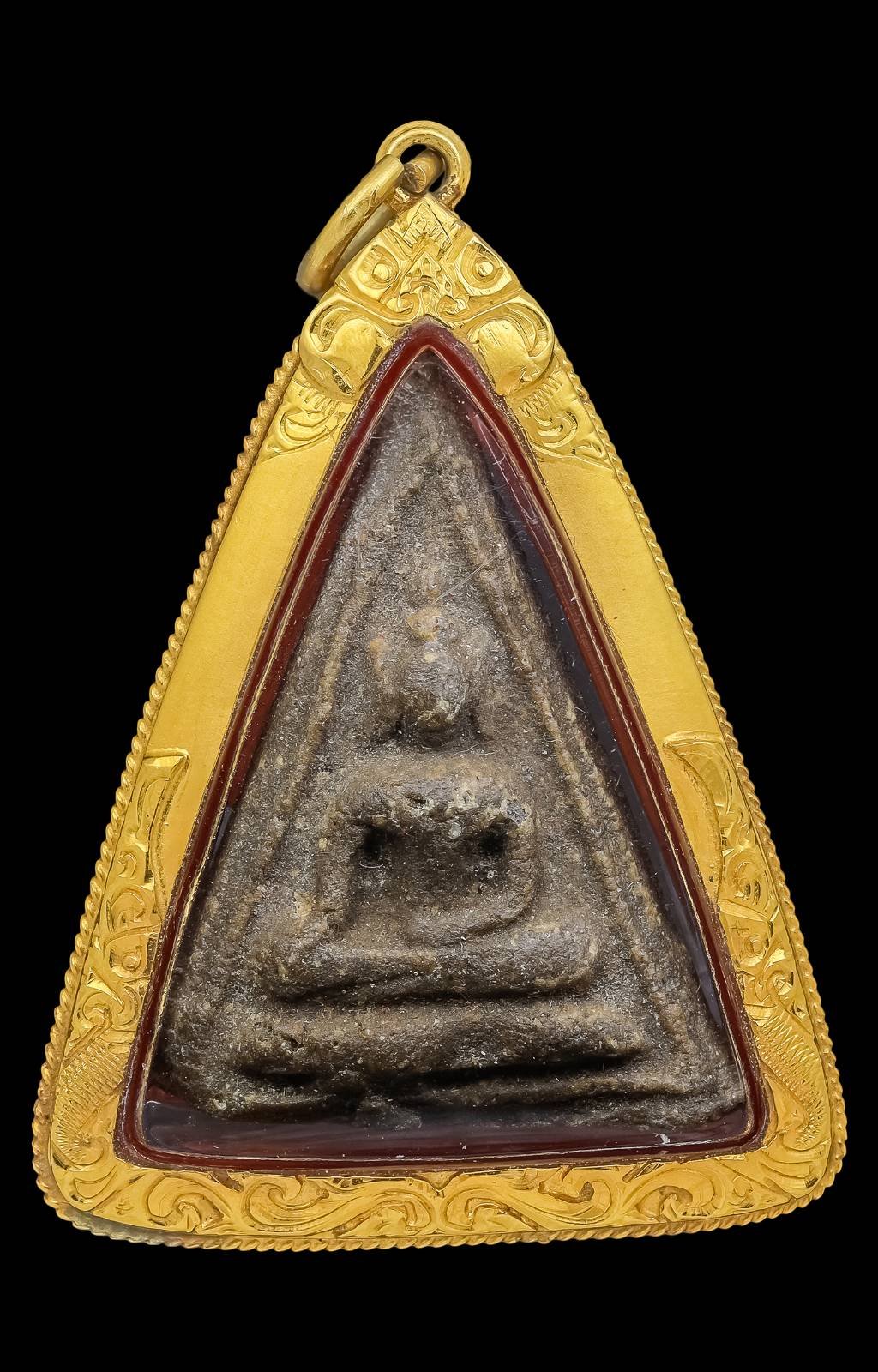 303049 หลวงพ่อกวย วัดโฆสิตาราม  พิมพ์นางพญา  เนื้อผงน้ำมัน  ปี 2515 - 251 6  จังหวัดชัยนาท