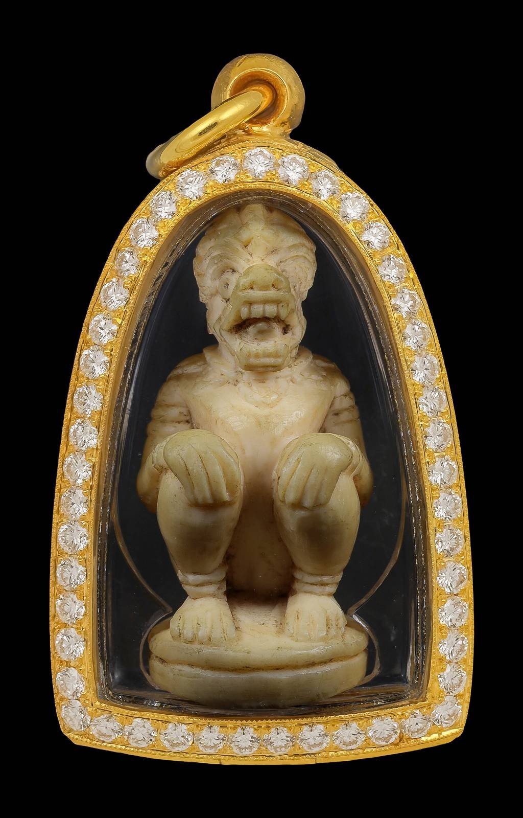 303210 หนุมานหน้าโขน  หลวงพ่อกุหลาบ  วัดใหญ่สว่างอารมณ์  พ.ศ 2472 -2500  เนื้องาแกะ จังหวัดนนทบุรี