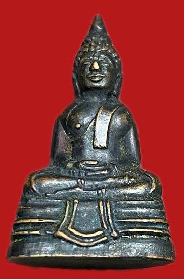 309351 กริ่งโสธร วัดโสธรวราราม  รุ่นแรก พิมพ์หน้ากลาง  ปี2500 จ.ฉะเชิงเทรา  เนื้อทองเหลืองรมดำ 