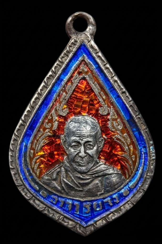 307408 เหรียญหลวงพ่อจง  วัดหน้าต่างนอก รุ่นแรก ปี2484 เนื้อเงินลงยา  จ.อยุธยา
