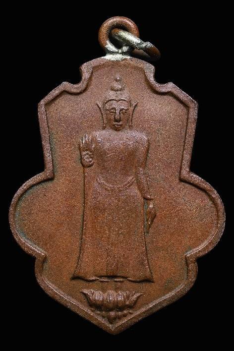 302828 เหรียญปั้มหลวงพ่อธรรมจักร์ วัดธรรมามูลวรวิหาร พิมพ์ทรงดอกจิก  เนื้อทองแดง ปี 2461 จ.ชัยนาท