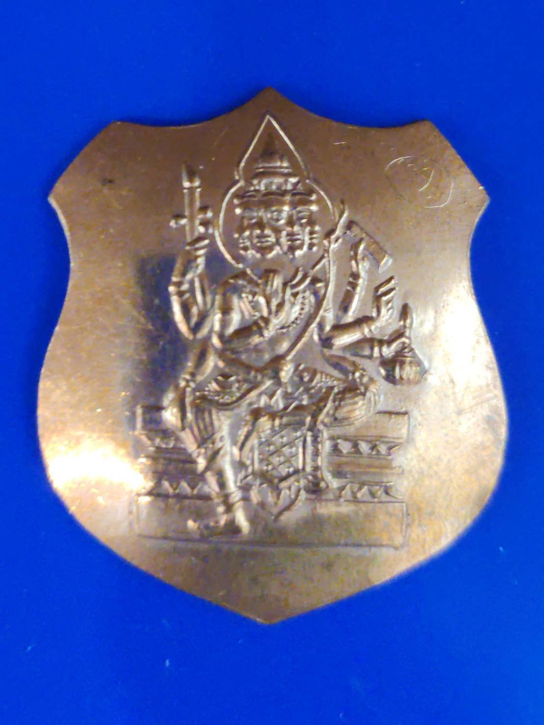 298202 เหรียญโล่ห์ พระพรหม พิมพ์ใหญ่ เนื้อนาก หลวงปูสีห์ วัดสะแก ปี 2519 จ.อยุธยา