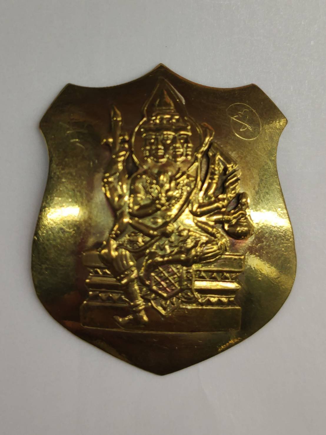 298203 พระพรหมโล่ห์ใหญ่ หลวงปู่สีห์ วัดสะแก เนื้อทองฝาบาตร ปี 2519 จ.อยุธยา