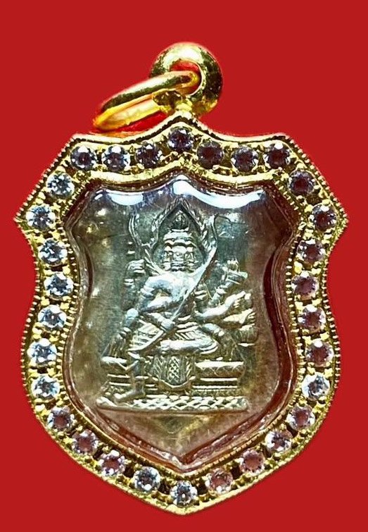 304558 พระพรหมหลวงปู่สีห์  วัดสะแก โล่เล็ก  ปี2519 เนื้อเงิน  จังหวัดอยุธยา