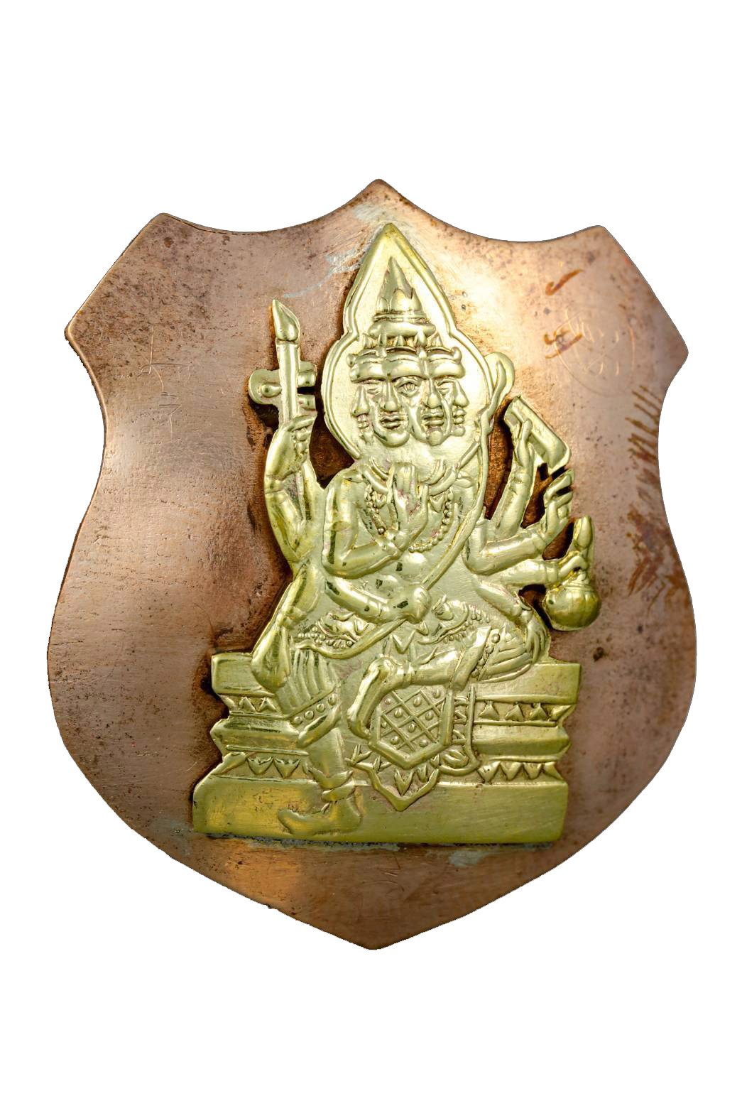 297265 พระพรหมโล่ห์ใหญ่ (ยกหน้า) หลวงปู่สีห์ วัดสะแก  เนื้อนากหน้าทอง ปี19 จังหวัดอยุธยา 